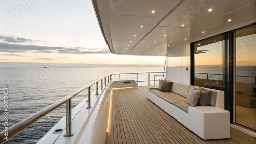 Luxury Yacht Deck Sunset View