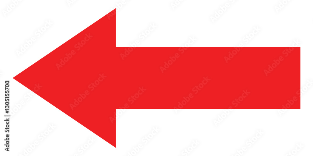 Red large forward or left pointing solid long arrow icon isolated on white background. Vector illustration. Red large forward or left pointing solid long arrow icon isolated on white background. Vector illustration.