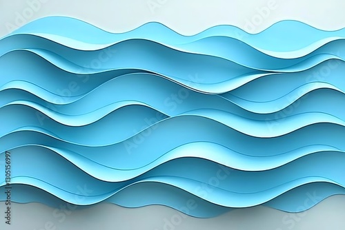 Abstract Blue Wave Paper Art