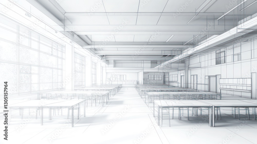 Fototapeta premium Empty blueprint cafe interior