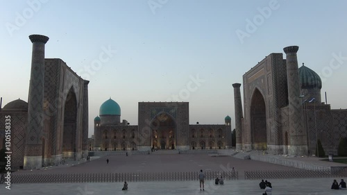 Registan Square on a September evening. The historical center of Samarkand