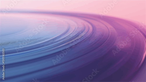 The image presents an abstract design featuring concentric circles creating a swirling pattern.  The color palette transitions smoothly from a light pink at the top, gradually shifting to a deeper