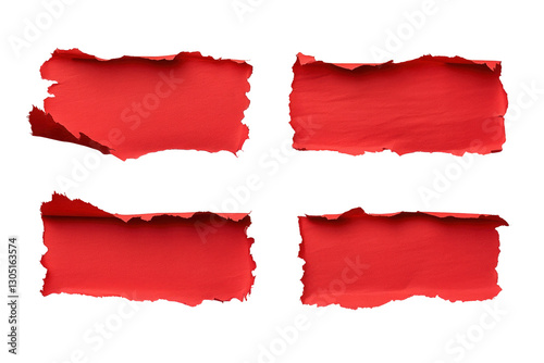 Wallpaper Mural Set of Red Torn Paper Pieces on transparent background  Torontodigital.ca
