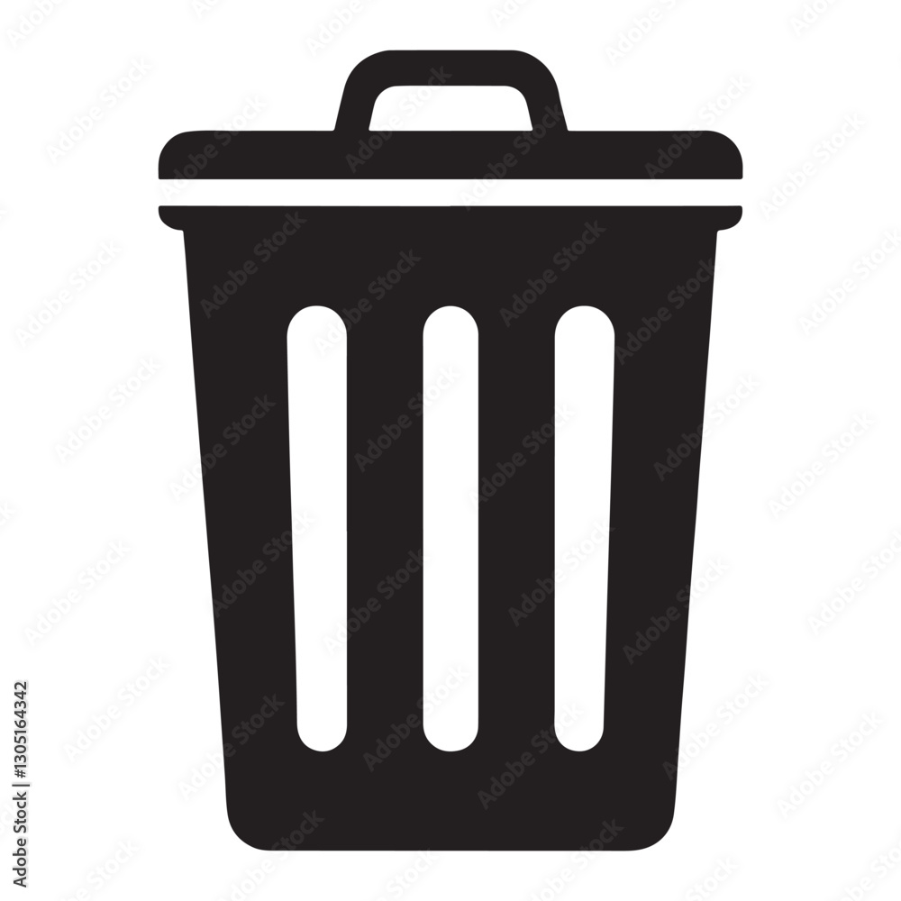 Trash bin silhouette icon on a white background vector 10 eps Trash bin silhouette icon on a white background vector 10 eps