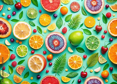Cute Fruit Illustrations Abstract Background Fashion Photography