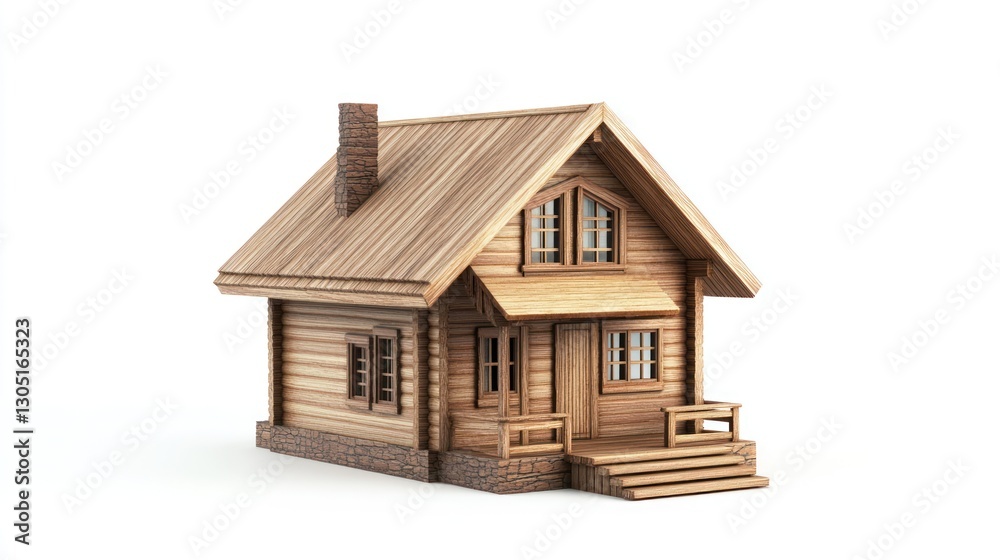 3D Wooden Cabin Model on White Background. Possible Use Stock photo 3D Wooden Cabin Model on White Background. Possible Use Stock photo