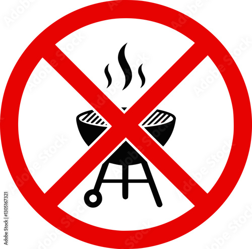 No grill vector sign, bbq forbidden icon
