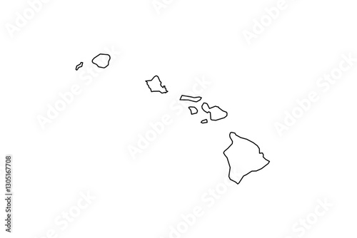 Map of Hawaii state, US
