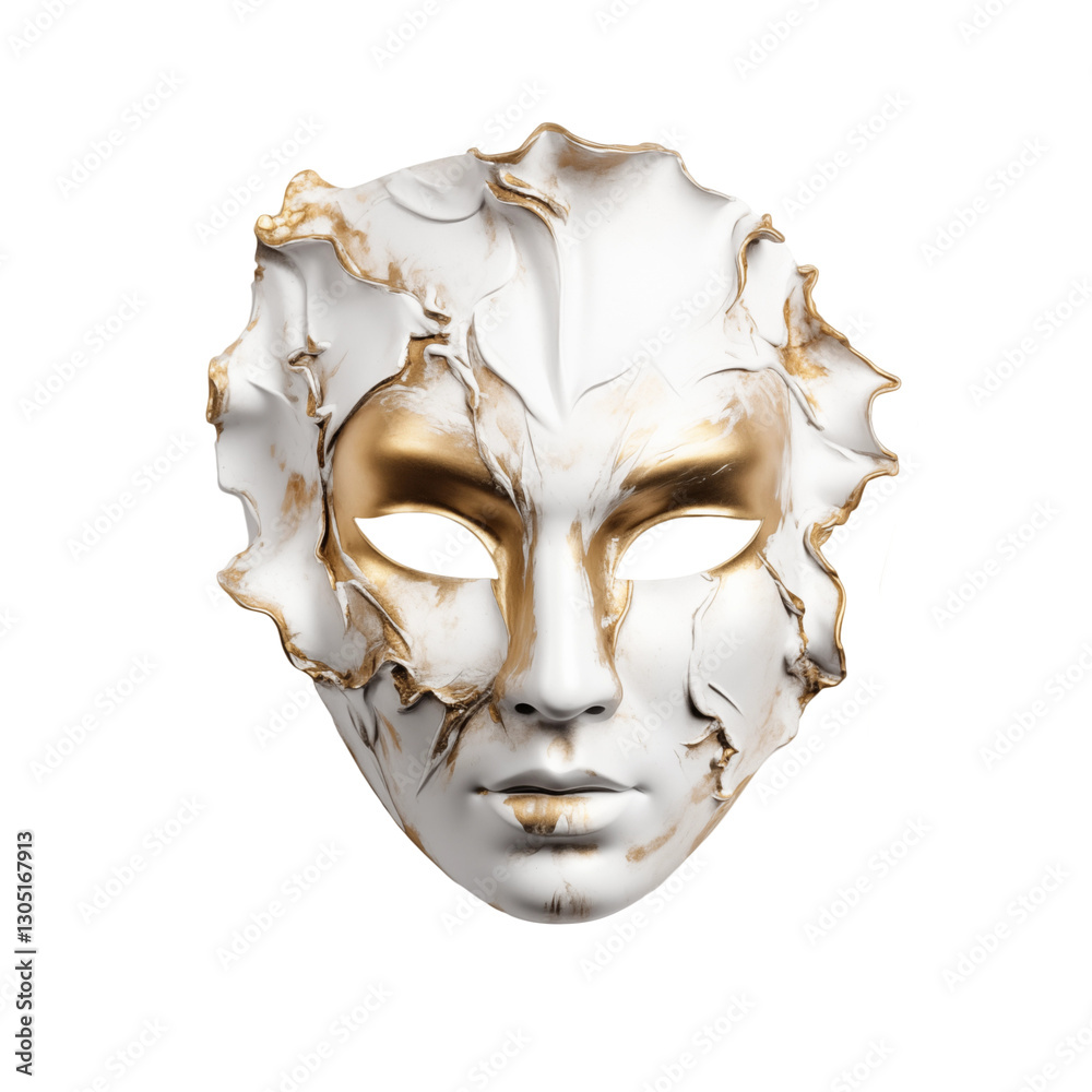 Naklejka premium golden white venetian mask transparent background