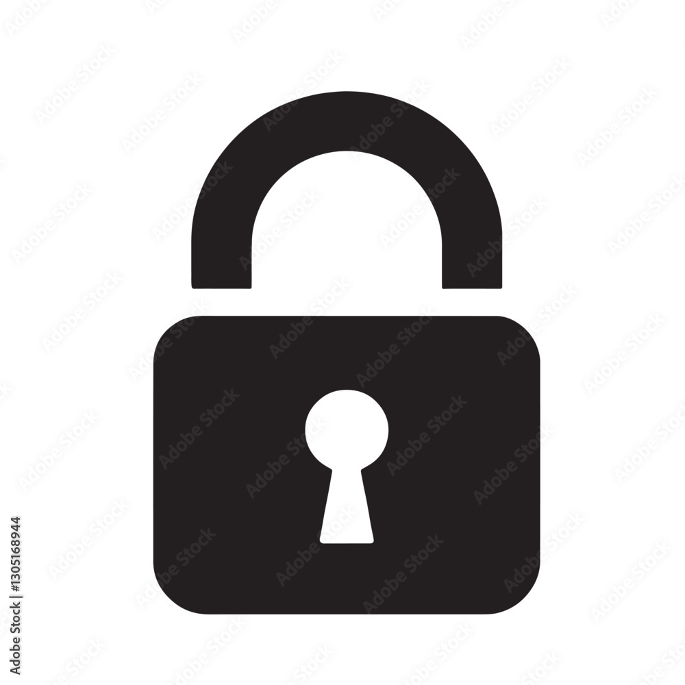 Unlock silhouette icon on a white background vector 10 eps Unlock silhouette icon on a white background vector 10 eps