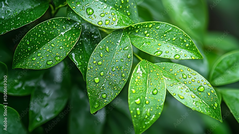 Fresh Leaves After Rain Close-up Fresh Leaves After Rain Close-up