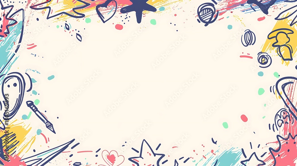 Fototapeta premium Vibrant Abstract Doodle Frame: A Colorful Artistic Border