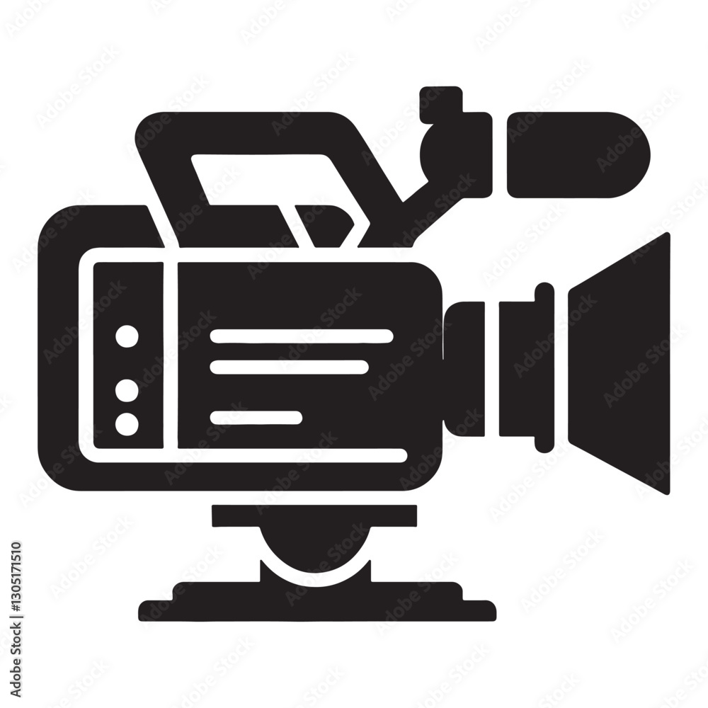 Video camera silhouette icon on a white background vector 10 eps Video camera silhouette icon on a white background vector 10 eps