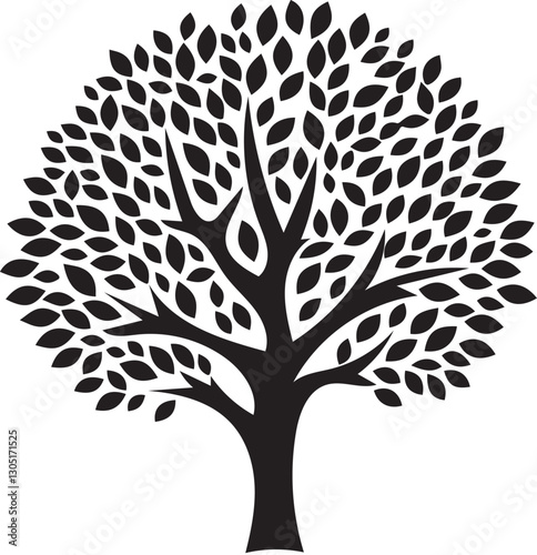 Vector tree silhouette. Tree silhouette icon. Tree illustration icon. Silhouette tree illustration.