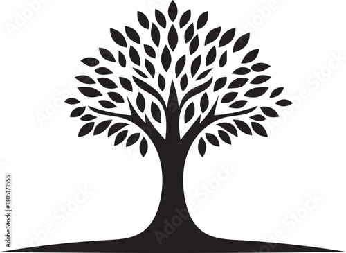 Vector tree silhouette. Tree silhouette icon. Tree illustration icon. Silhouette tree illustration.