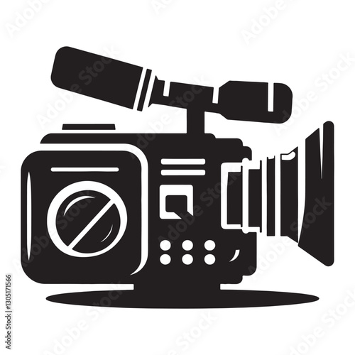 Video camera silhouette icon on a white background vector 10 eps