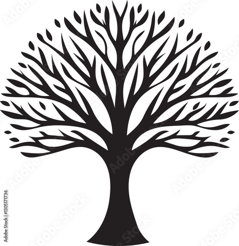 Vector tree silhouette. Tree silhouette icon. Tree illustration icon. Silhouette tree illustration.