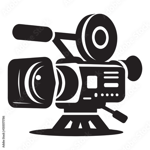 Video camera silhouette icon on a white background vector 10 eps