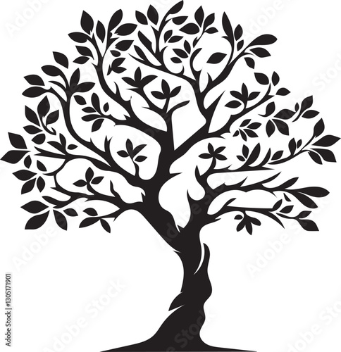 Vector tree silhouette. Tree silhouette icon. Tree illustration icon. Silhouette tree illustration.