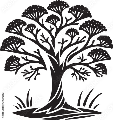 Vector tree silhouette. Tree silhouette icon. Tree illustration icon. Silhouette tree illustration.