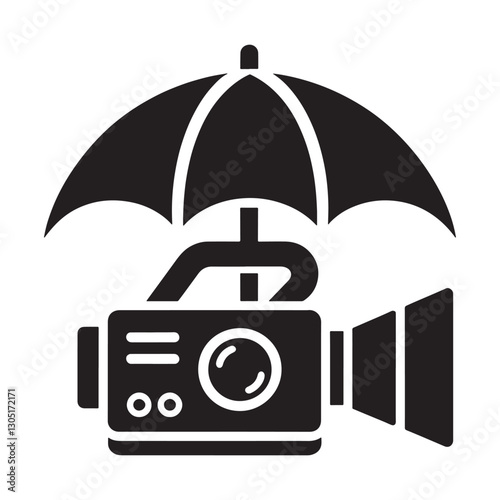 Video camera silhouette icon on a white background vector 10 eps