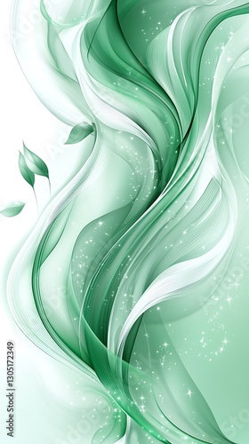 Green Abstract Floral Swirls Wallpaper