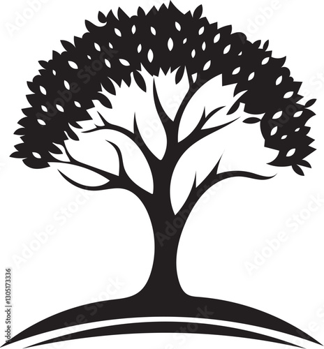Vector tree silhouette. Tree silhouette icon. Tree illustration icon. Silhouette tree illustration.