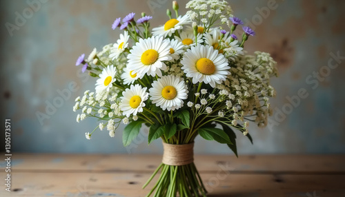 Wallpaper Mural A bouquet of white flowers with green leaves and buds. The flowers are arranged in a way that they look like they are in a vase. The bouquet is placed on a white background Torontodigital.ca