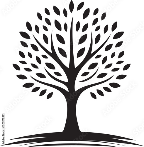 Vector tree silhouette. Tree silhouette icon. Tree illustration icon. Silhouette tree illustration.