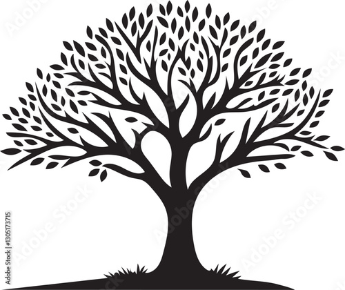 Vector tree silhouette. Tree silhouette icon. Tree illustration icon. Silhouette tree illustration.