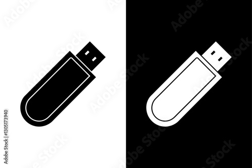 Portable Memory Stick Silhouette Clean Vector for Data Storage Themes.