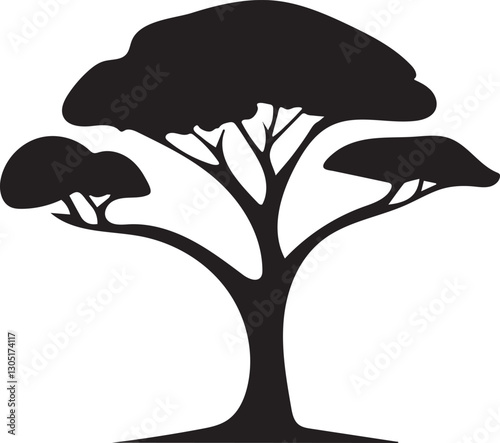 Vector tree silhouette. Tree silhouette icon. Tree illustration icon. Silhouette tree illustration.