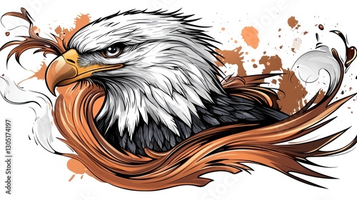 An Illustrative Artistic Image Depicting A Regal Bald Eagle