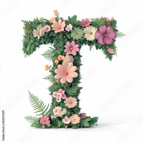 Alphabet Letter illustration, Floral letter 