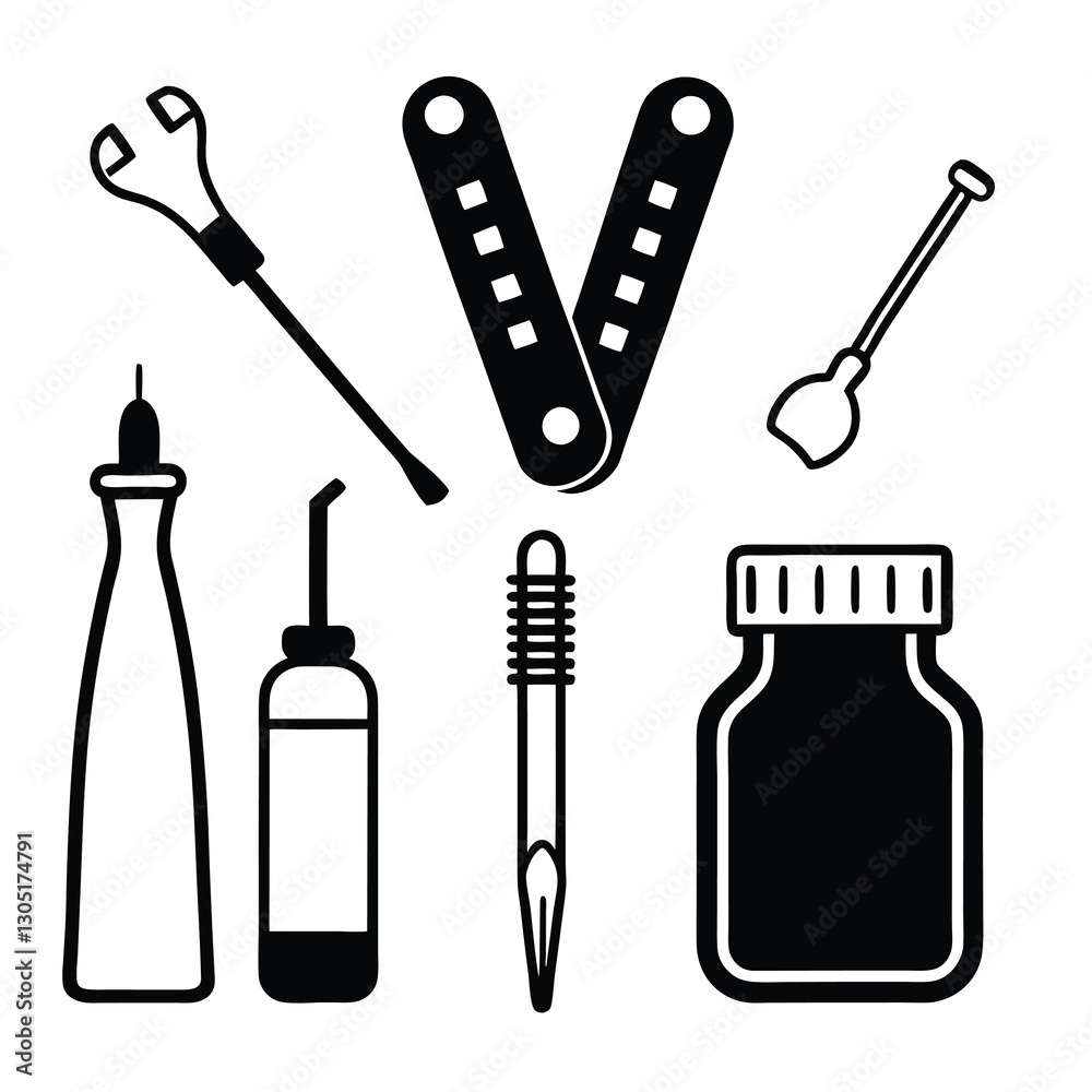 Obraz premium Variety of Maintenance Tools and Lubricants for Mechanical Work