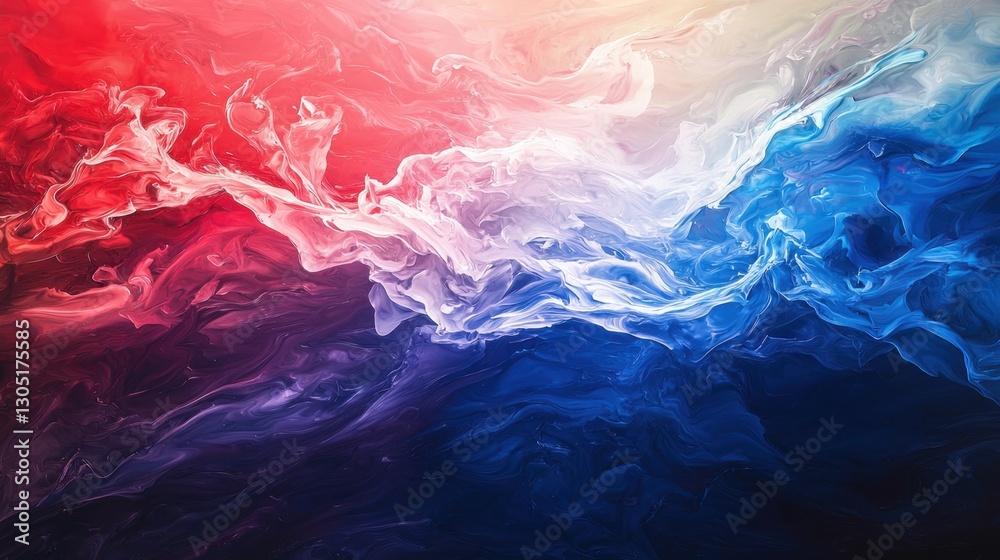 Vivid swirls of red and blue paint merge seamlessly into each other, creating a stunning abstract artwork. This artwork showcases the beauty of color blending and fluidity Vivid swirls of red and blue paint merge seamlessly into each other, creating a stunning abstract artwork. This artwork showcases the beauty of color blending and fluidity