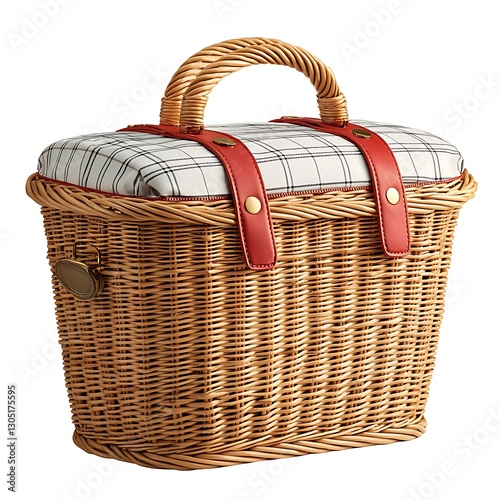Wicker picnic basket with plaid liner