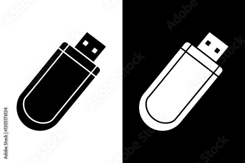 Portable Memory Stick Silhouette Clean Vector for Data Storage Themes.
