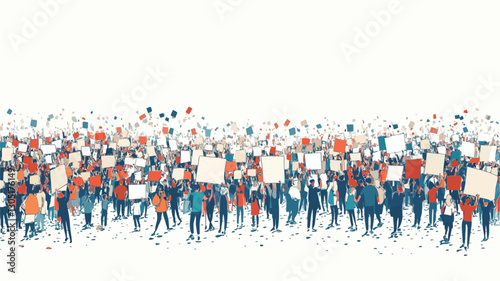 The image is a stylized illustration depicting a large crowd of people. The figures are simplified, almost silhouette-like, with minimal detail in clothing and features.  They are rendered in a