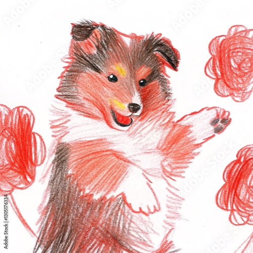 Dog draw with colorpencil