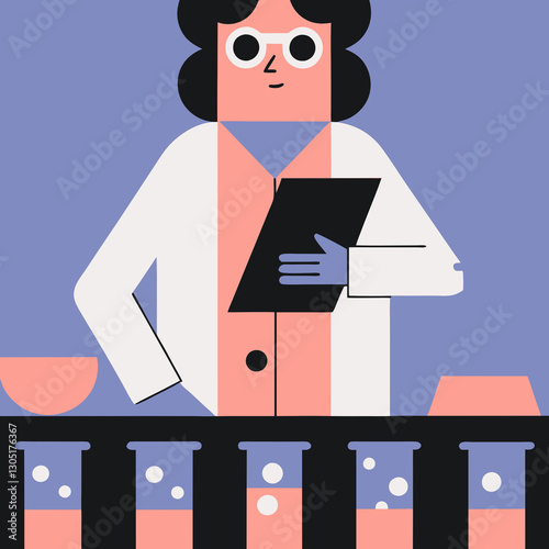 illustration of a man in a suit in lab