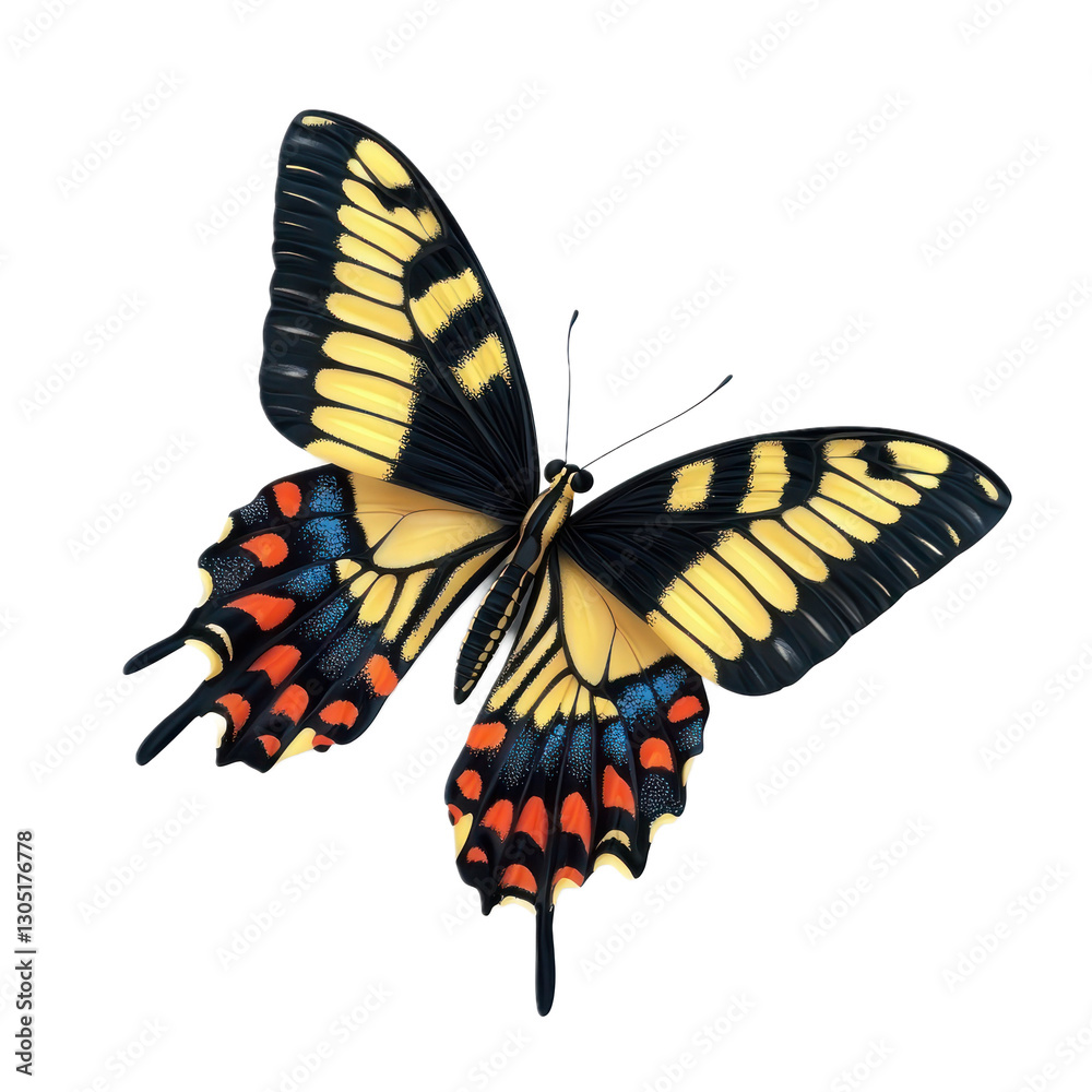 Fototapeta premium 3D icon of Swallowtail butterfly isolated on transparency background