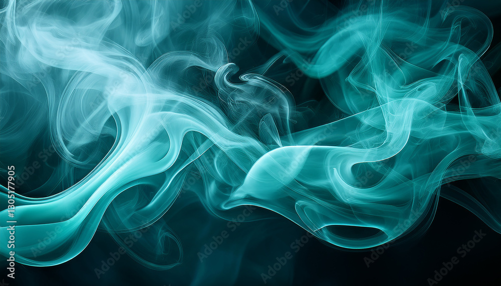 Abstract smoke with serene teal swirls blending into ethereal haze. Dreamy and mysterious atmosphere Abstract smoke with serene teal swirls blending into ethereal haze. Dreamy and mysterious atmosphere