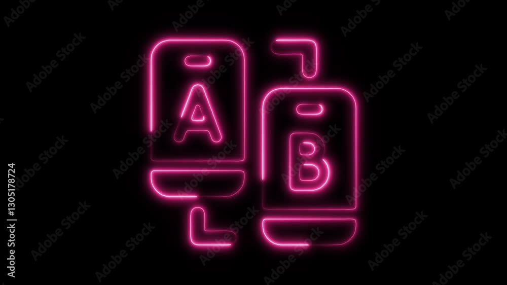 Glowing neon ab-testing icon isolated on black background. HD Video motion graphic animation icon Glowing neon ab-testing icon isolated on black background. HD Video motion graphic animation icon