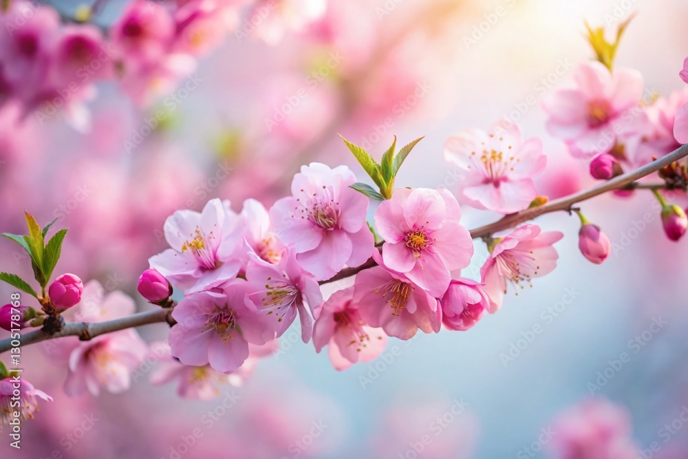 Delicate Pink Flower Branch with Copy Space - Spring Blossom Stock Photo Delicate Pink Flower Branch with Copy Space - Spring Blossom Stock Photo