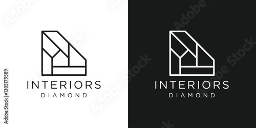 Abstract interiors diamond logo. Home and diamond logo design vector illustration.