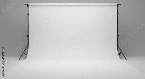 Studio Setup: A pristine studio backdrop is set against a plain background, awaiting a photoshoot.