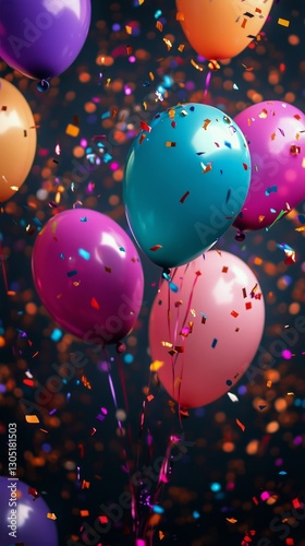 Colorful Balloons Filled With Confetti Brighten a Festive Celebration Atmosphere