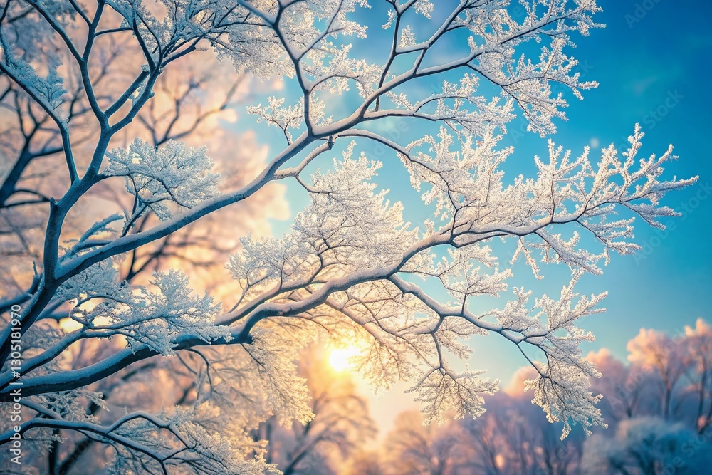 Delicate White Branches, Soft Blue Sky - Nature Spring Background Stock Photo Delicate White Branches, Soft Blue Sky - Nature Spring Background Stock Photo