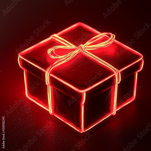 Glowing Red Gift Box on Dark Background (1)